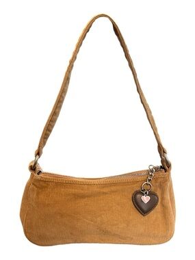 Y2K Aeropostale Tan Corduroy Shoulder Bag with Heart Charm